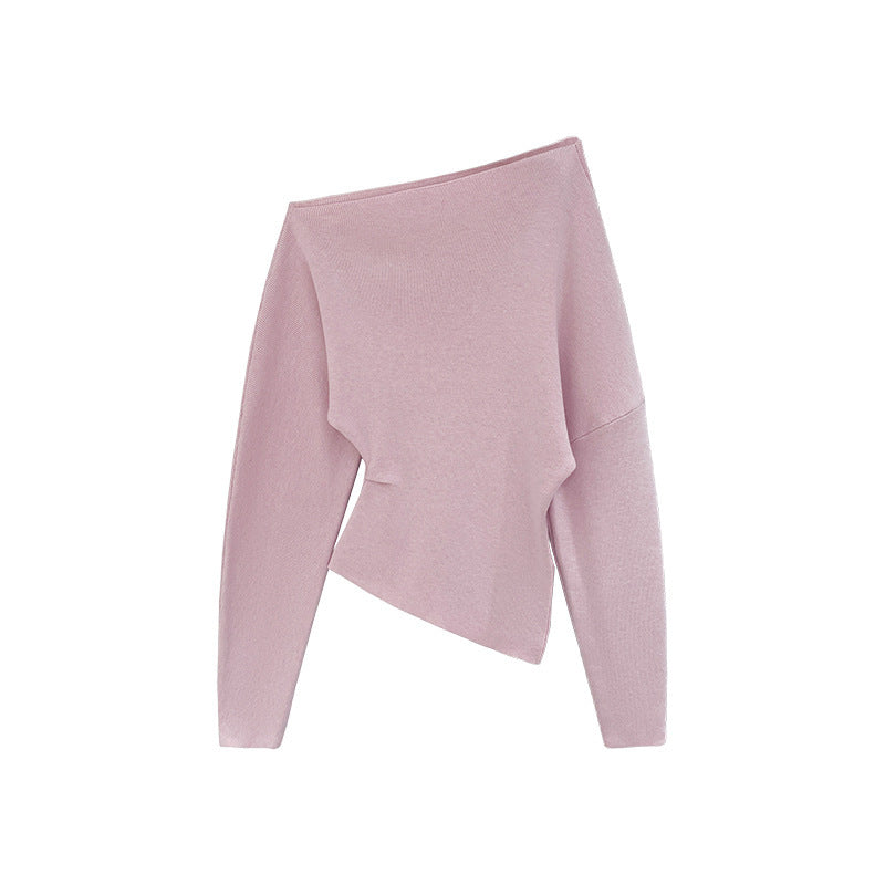 Off-shoulder Western Style Inner Wear Slim Knit Bottoming Shirt For Women