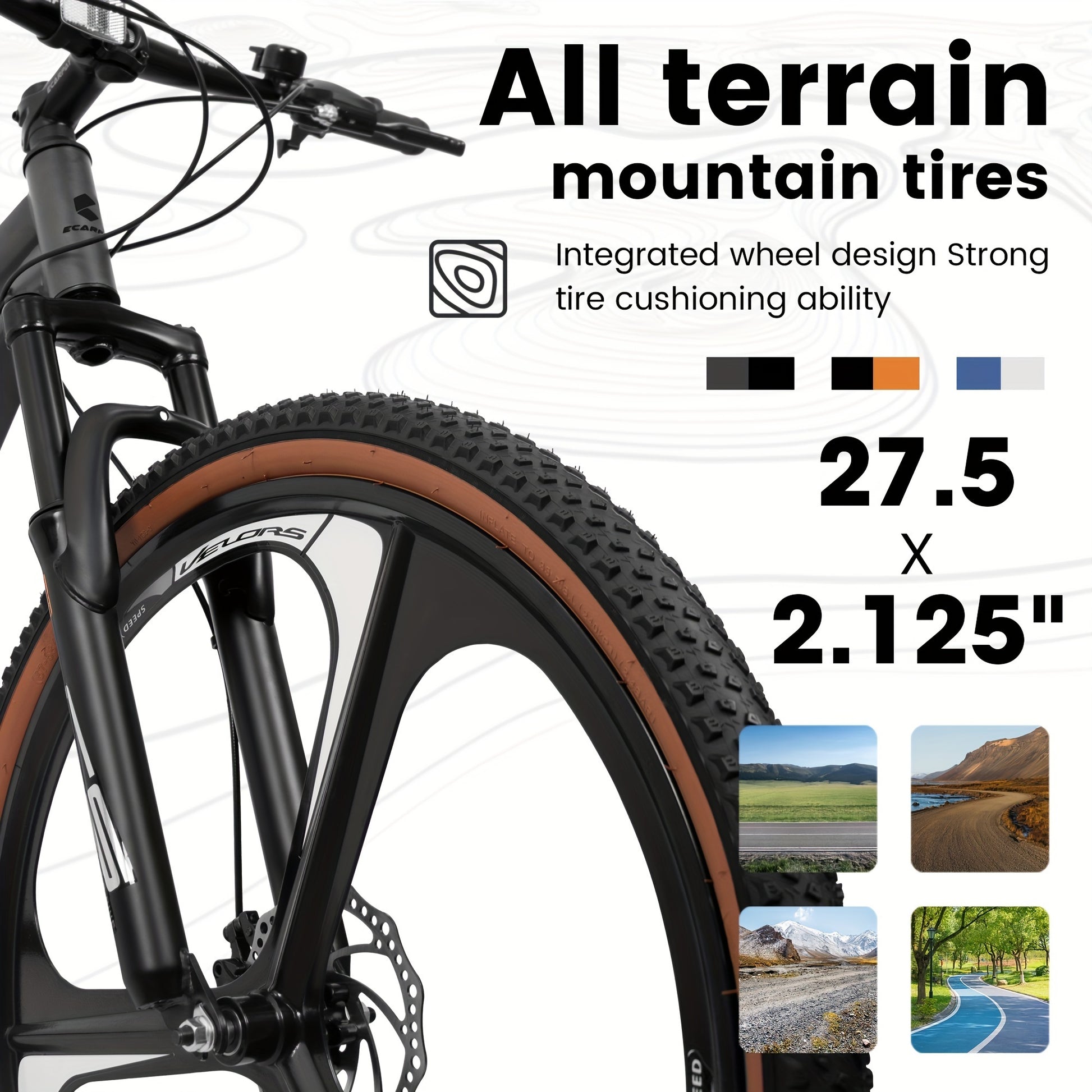 A27301M Ecarpat Mountain Bike 27.5 Inch Wheels, 21 Speed Road Bicycle With Dual Disc Brakes For Men And Women,High Carbon Steel Frame Front Fork Bicycles, Adult Faster Racing Bike