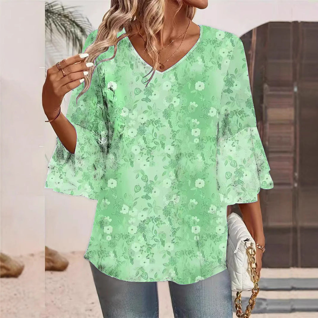 Round Neck Short Sleeves Casual Top